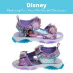 Disney Girls Frozen Sandals -Summer Light Up Elsa kids water shoes- Beach Adjustable Strap Open Toe Outdoor Slides Character Slip-on Quick Dry Waterproof, Purple (10 Medium, Toddler)