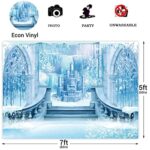 10x8FT Castle Backdrop Winter Wonderland Ice Castle Photography Backdrop Blue Ice Snowflake Background Winter Snow Landscape for Princess Girl Baby Shower Kids Birthday Party
