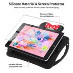 WESADN for iPad 6th Generation Cases iPad Air 2 Case 9.7 inch for Girls Kids with Screen Protector Kickstand Shoulder Strap Dolls Cute Silicone Case Cover for iPad 5th Generation case 9.7” Black