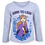 Disney Frozen Elsa and Anna Girls’ 3 Pack Long Sleeve Shirt for Toddler and Little Kids – Grey/Blue