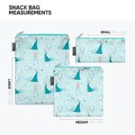 Simple Modern Disney Reusable Snack Bags for Kids | Food Safe, BPA & Phthalate Free, Polyester Zip Pouches | Washable & Refillable Sandwich Bag | Ellie Collection | 3 pack | Frozen Elsa’s Snowflake