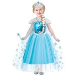 Tacobear Frozen Elsa Costume for Girls Kids Elsa Wig Blue Crown Glove Princess Dress Up Accessories Birthday Cosplay Outfit