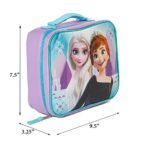 Disney Frozen Lunch Box with Princesses Elsa and Anna – Soft Insulated Lunch Bag for Girls, Purple Sparkle