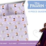 Saturday Park Disney Frozen Watercolor Queen Sheet Set – 4 Piece 100% Organic Cotton Sheets Featues Elsa & Anna – GOTS & Oeko-TEX Certified (Disney Official)
