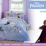 Saturday Park Disney Frozen Watercolor Queen Bed Set – 7 Piece 100% Organic Cotton Bedding Featues Elsa, Anna, & Olaf – GOTS & Oeko-TEX Certified (Disney Official)