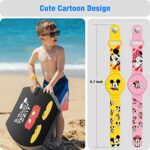 2 Pack AirTag Bracelet for Kids, Waterproof Cute Cartoon Air tag Holder with Watch Band Design, Full Coverage Anti-Lost Silicone Airtag Hidden Accessories for Child, Healthy Material Pink + Yellow