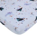 NoJo Disney Frozen Winter Cheer Lavender, Aqua and White Anna, Elsa and Olaf 2 Piece Toddler Sheet Set – Fitted Bottom Sheet and Reversible Pillowcase