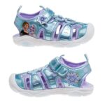 Disney Girls Frozen Summer Light Up Sandals – Outdoor Slip-on Quick Dry Waterproof, Light Blue Lilac (11 Medium, Little Kid)