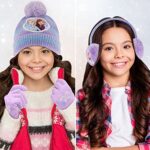 Disney Girls’ Winter Hat, Earmuffs and Kids Gloves Set, Frozen for Ages, Age 4-7