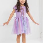 Disney Frozen Princess Anna Toddler Girls Short Sleeve Dress Purple 4T