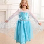 iTVTi Little Girls Princess Costume Blue Cosplay Dress up for Halloween Party with Accessories, Blue, 4-5 Years (Label 120)