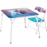 Disney Frozen Activity Table & Chair Set for Toddlers 24-48M, Includes 1 Table & 1 Chair – Sturdy Metal Construction, Table: 20″L x 20″W x 16.4″H, Chair: 12″L x 11.6″W x 17.7″H – Weight Limit: 70 lbs