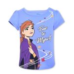 Disney Girl’s 4 Pack Frozen Short Sleeve Tee Shirt Set Purple