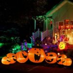 12 FT Long & Huge Halloween Inflatables Pumpkins Outdoor Decorations, Halloween Blow Up 7 Pumpkins with Witch Hat and 8 LED Lights, Yard Decor for Lawn Garden