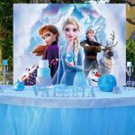 Syand Frozen Backdrop for Girls Birthday Party,7x5ft Elsa Photography Background Vinyl Wall Decorations Supplies for Kids Boys Toddlers