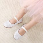 Dream Pairs Angel – 66 Mary Jane Rhinestone Embelishment Throughout Velcro Strap Ballerina Flat Toddler/ Little Girl, New – 6 M US