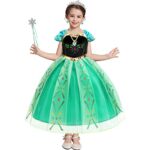 Princess Frozen Anna Costume for Girls Princess Anna Cosplay Dress Up Accessories for Birthday Party Halloween Costume(110(3-4T))