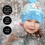 Disney Girls’ Little Frozen Winter Hat and Kids Gloves Set, Elsa and Anna Beanie for Ages, Blue/White, Age 4-7