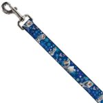 Buckle-Down Pet Leash – Frozen Olaf Poses/Snowflakes Blues – 6 Feet Long – 1.5″ Wide