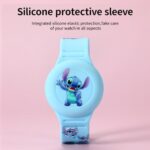 Compatible for AirTag Kids Bracelet, Cute Kid Air Tag Wristband Adjustable Hidden Watch Band Air Tag Holder for Apple Air Tag, Soft Silicone Waterproof Air Tag Case for Kids (Blue Stitch)