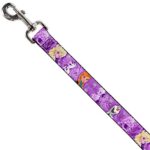 Buckle-Down Pet Leash – Frozen Anna/Elsa/Olaf Poses/Scenes Purples – 4 Feet Long – 1/2″ Wide