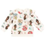 Disney Princess Tiana Cinderella Ariel Infant Baby Girls Fleece Sweatshirt and Pants Set White 12 Months