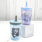Zak Designs Disney Frozen II Movie Kelso Tumbler Set, Leak-Proof Screw-On Lid with Straw, Made of Durable Plastic and Silicone, Perfect Bundle for Kids (Frozen 2 Olaf, 15 oz, BPA-Free, 2pc Set)