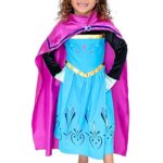 Cokos Box Girls Coronation Dress Costume Cape Gloves Tiara Crown Accessories Kids Set (Blue-Purple, 3T)