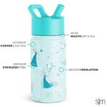 Simple Modern Disney Frozen Elsa Kids Water Bottle with Straw Lid| Reusable Insulated Stainless Steel Cup for Girls, School | Summit Collection | 14oz, Frozen Elsa’s Snowflake