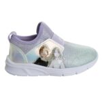Disney Frozen Princess Elsa Anna LED Light up Shoes – Girls Athletic Lightweight Tennis Breathable Running Sneakers – Purple Blue (Size 6 Toddler)