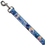 Buckle-Down Pet Leash – Frozen Elsa the Snow Queen Poses/Snowflakes – 6 Feet Long – 1″ Wide