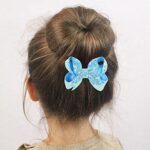 Cute 3.8″ Sky Blue Sparkly Glitter Sequin Hair Bows – Pack of 2 for Little Girls