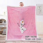 ressber Kids’ Lightweight Fluffy Cozy Stitched Flannel Animal 3D Embroidered Throw Blanket, Sherpa Blanket, Sofa?Shaggy Blankets Gifts for Girls (Throw(50”×60”), Olaf)