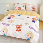 VRILU Cartoon 3 Pcs Bedding Cute Twin Bedding Set Snowman Duvet Sets Princess Bedding Comforter with Snowflake Printed for Girls Christmas Duvet Cover Polyester Sets for All Season 80″ X 90″