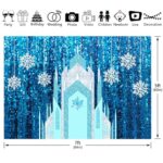 ZTHMOE 84x60in Fabric Ice Snow Castle Backdrop Girl Birthday Party Princess Decoration Cake Table Banner Snowflake Curtain (No Glitter No Sequin) Winter Photo Prop