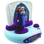LEXIBOOK Disney Frozen 2 Elsa & Anna, Projector Alarm Clock, Night Light, time Projection onto The Ceiling, Sound Effects, Battery-Powered, Blue/Purple