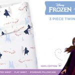 Saturday Park Frozen 2 Luxury Twin Sheet Set – 100% Cotton Soft bedsheets – Includes: Flat Sheet, Fitted Sheet + 1 Pillowcase – Disney Official – Oeko-TEX Certified