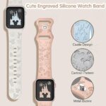 3 Pack Cartoon Engraved Band Compatible with Apple Watch Bands 40mm 44mm 41mm 38mm 45mm 42mm 49mm Women,Cute Pattern Strap Soft Silicone Wristbands for iWatch Series 8 7 6 SE 5 4 3 2 1 Ultra