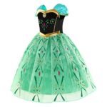 Princess Costume for Girls Green Dress Up with Accessories for Toddler Cosplay Christmas Birthday Party (100 3 Years)