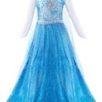 Padete Girls Elsa Costume Frozen Princess Dress Up Snow Party Queen Halloween Cosplay