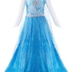 Padete Girls Elsa Costume Frozen Princess Dress Up Snow Party Queen Halloween Cosplay