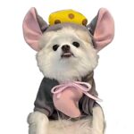 JENPECH Pet Hoodie Dog and Cat Halloween Costume Big Ear Mouse Appearance Dress-up Two-Leg Pet Dogs Cats Hooded Sweatshirt Costume for Small Medium Dogs Cats Grey XS