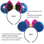 CHuangQi Mouse Ears Headband with Shiny Bow, Double-sided Sequins Glitter Hair Band, for Birthday Party Celebration & Event (XC18)