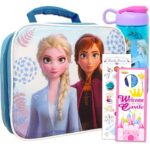 Disney Frozen Water Bottle Lunch Box Bundle ~ Frozen Lunch Bag and 16.5oz Refillable Water Bottle with Stickers | Frozen Accessories (Styles May Vary)