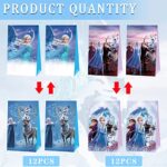 24 PCS Frozen Party Favor Bags, Frozen Kraft Paper Goodie Bags Small Gift Bags Treat Bags for Kids Fans Birthday Party Supplies