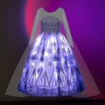 UPORPOR Light Up Dress Princess Costume for Girls Snow Dress Up Clothes Queen Halloween Christmas Ice Dress for Kids Costume, White Purple, 110