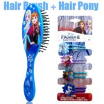 Disney Frozen 2 Beauty Hair Accessories Deluxe Set – Hair Brush, Snowflake Shaped Hair Pony with Charm for Gifts Goodies for Kids Girls Toddler Teens Women