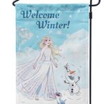 Flagology.com, Disney Welcome Winter Elsa & Olaf – Garden Flag 12.5″ x 18″, Exclusive Fabric, Officially Licensed Disney, Winter, Frozen