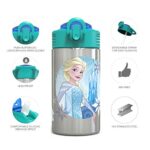 Zak Designs 15.5oz Stainless Steel Kids Water Bottle with Flip-up Straw Spout – BPA Free Durable Design, Frozen Girl SS