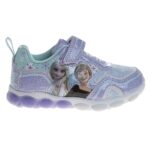 Disney Frozen Shoes for Girls Light up Sneakers – Princess Anna Elsa Lightweight Tennis Breathable Athletic LED Running Shoes – Purple (Size 8 Toddler)